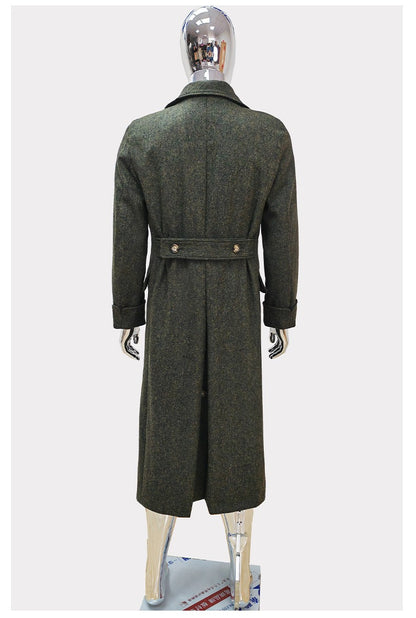 Nerazzurri Autumn Winter Long Luxury Elegant Chic Thick Warm Woolen Polo Coat for Men Double Breasted Wool & blends Overcoat