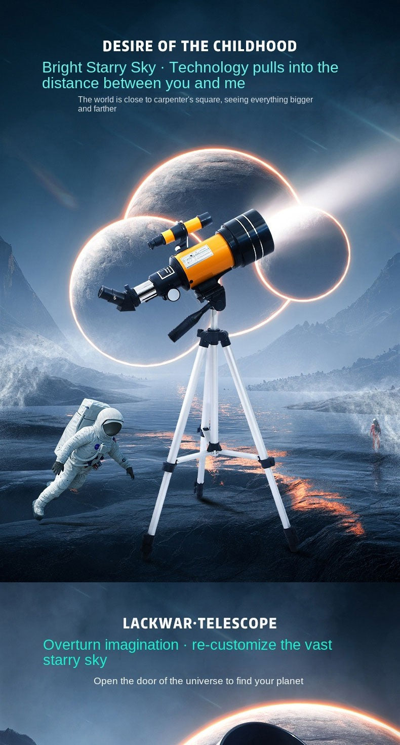 F30070M Telescópio Astronômico Profissional AZM70300 HD de Alta Potência com Tripé Portátil Zoom de 150x Visão Noturna da Lua e Estrelas