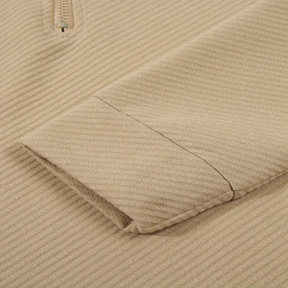 Men's Business Casual Polo Long Sleeve T-shirt spring and autumn Twill jacquard zipper polo shirt Comfortable and Breathable Top