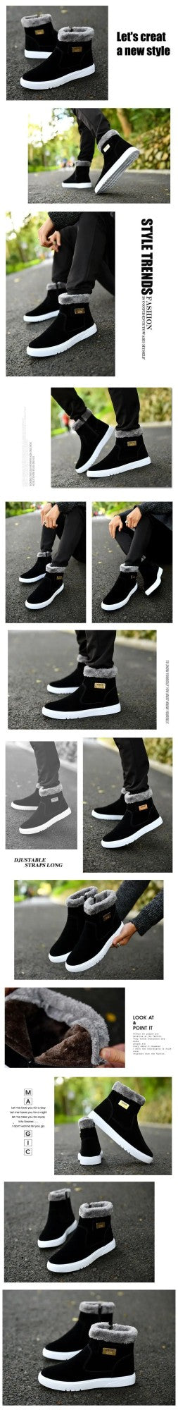 Winter Men's Snow Boots Plush Warm Men Ankle Boots Brand High-top Casual Leather Shoes for Men Comfortable zapatos para hombres