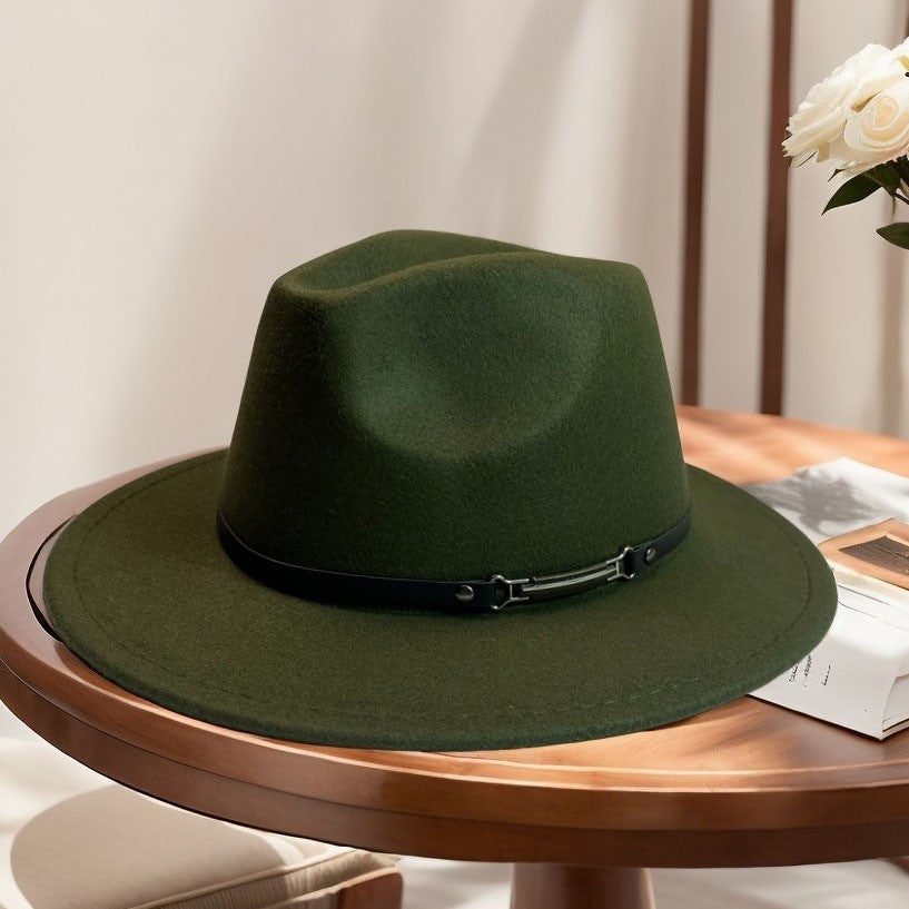 Men's fedora hat Men's and women's universal solid color fedora hat Women's 10 color wide brim jazz hat Autumn and winter Britis