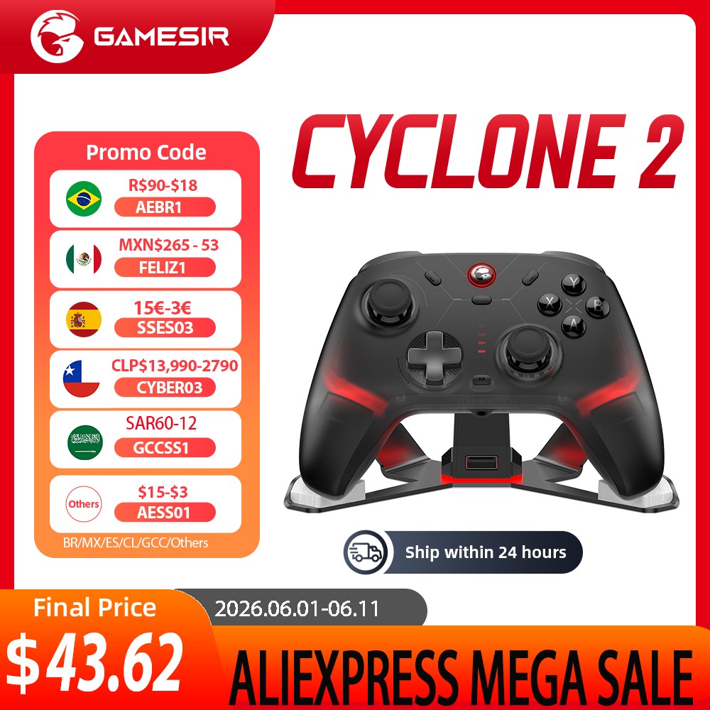 Gamesir Cyclone 2 Wireless Controller with  Hall effect Controller for PC Steam Switch ios Andrioid Optional base