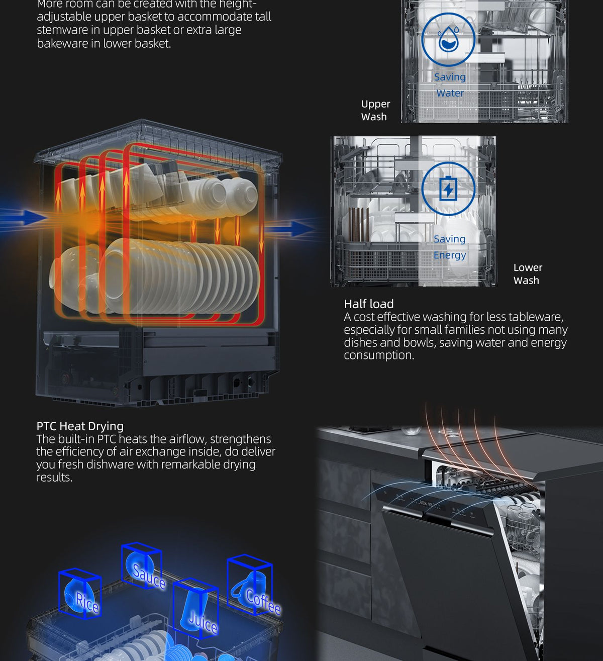 Smart Dishwasher Machine Energy Water Saving Dish Washer A+++ Dishwasher Compact Home Kitchen