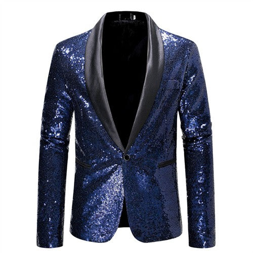 Fashion Men Luxurious Sequin Suit Jacket Green / Silver Men's Bar KTV Stage Dress Male Blazer Coat