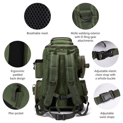 Mochila de Pesca Multifuncional Bassdash Leve Tática com Caixa de Iscas Flexível e Capa de Chuva Protetora