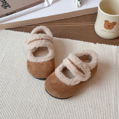 Children's Cotton Shoes 1-18 Years Old Beige Padded Thickened Boys Girls Walking Shoes Brown Soft Bottom Non-slip Kids Fur Shoes