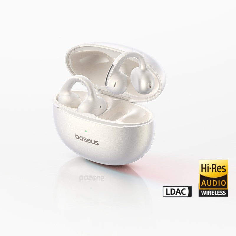 Fones de ouvido sem fio Baseus MC1 Pro Ear Clip Bluetooth 6.0 Hi-Res Ultra Open Earbuds Tipo brinco 4 microfones ENC fones de ouvido com clipe