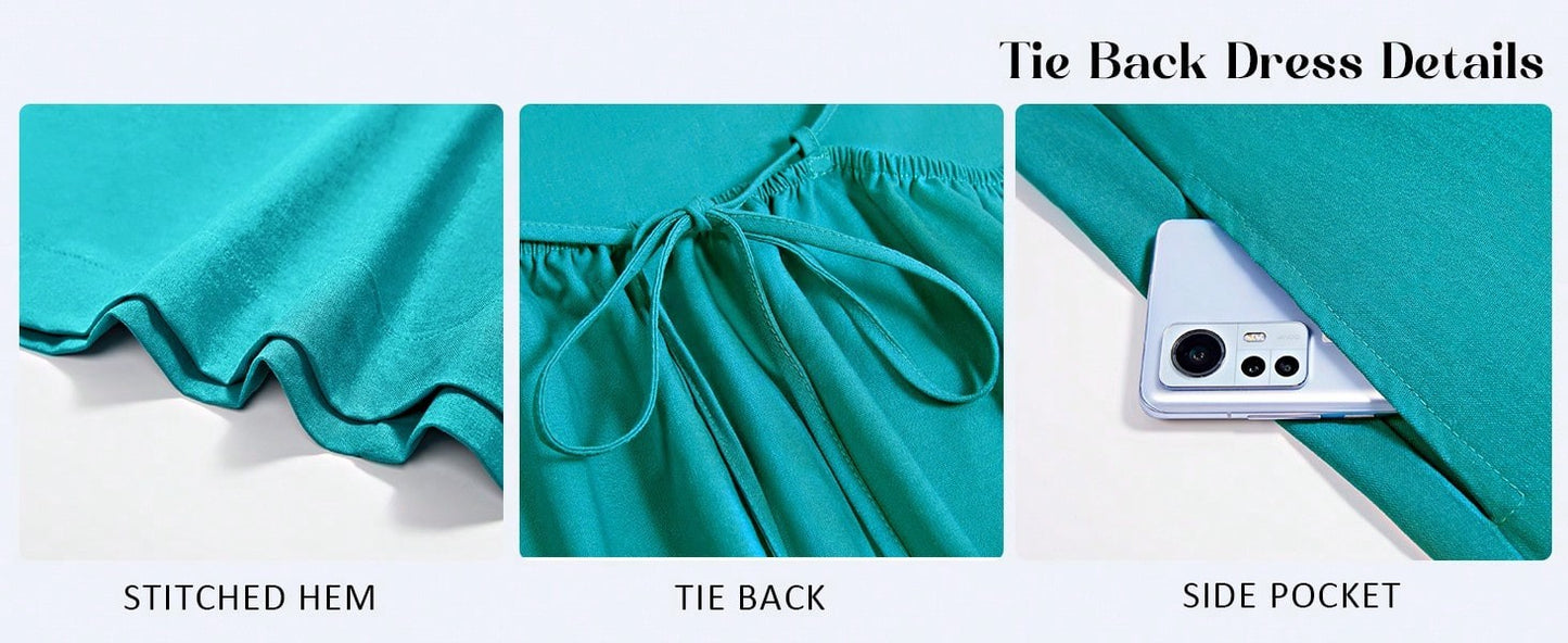 Fisoew Women Summer Sleeveless Mini Dress Tie Back Casual Loose Sexy Trendy Swimsuit Coverup