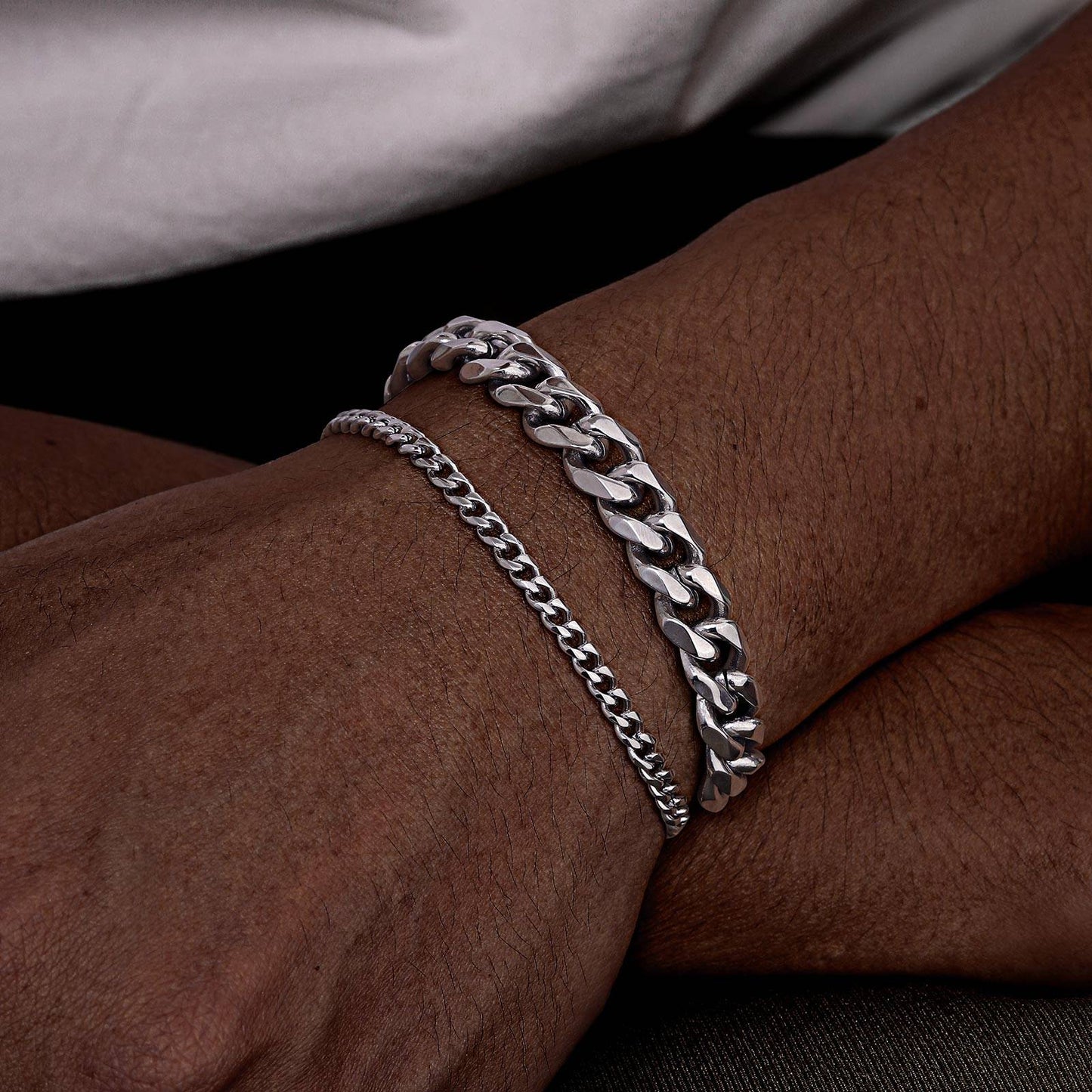 2 Pulseiras Masculinas de Corrente, Aço Inoxidável Prata Ouro Cor Preta, Corrente de Corda Torcida, Pulseira, Correntes Cubanas Modernas de Presente