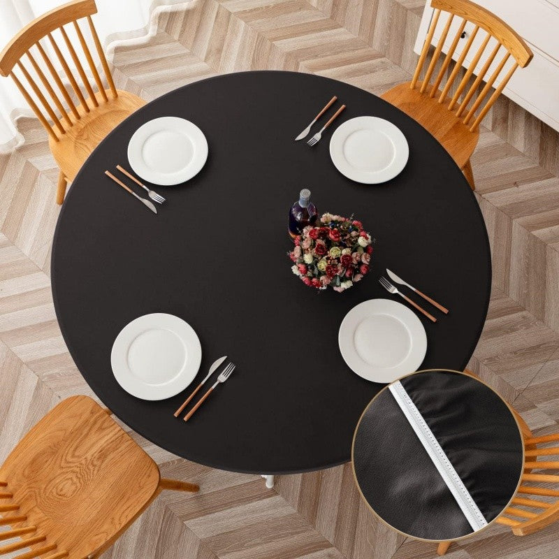 New 60-140cm Weding Round Table Cover Waterproof Case Dining Table Oil-Proof Elastic Tablecloth Fitted Wedding Decoration Hotel