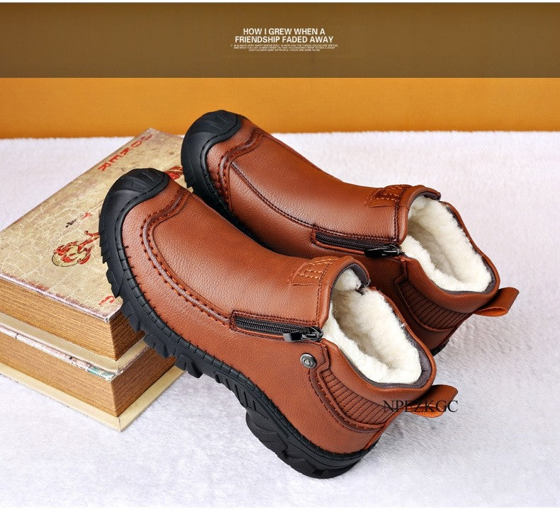 Men Winter Snow Boots Waterproof Leather Sneakers Super Warm Men's Boots Outdoor Male Hiking Boots Work Shoes chaussure homme