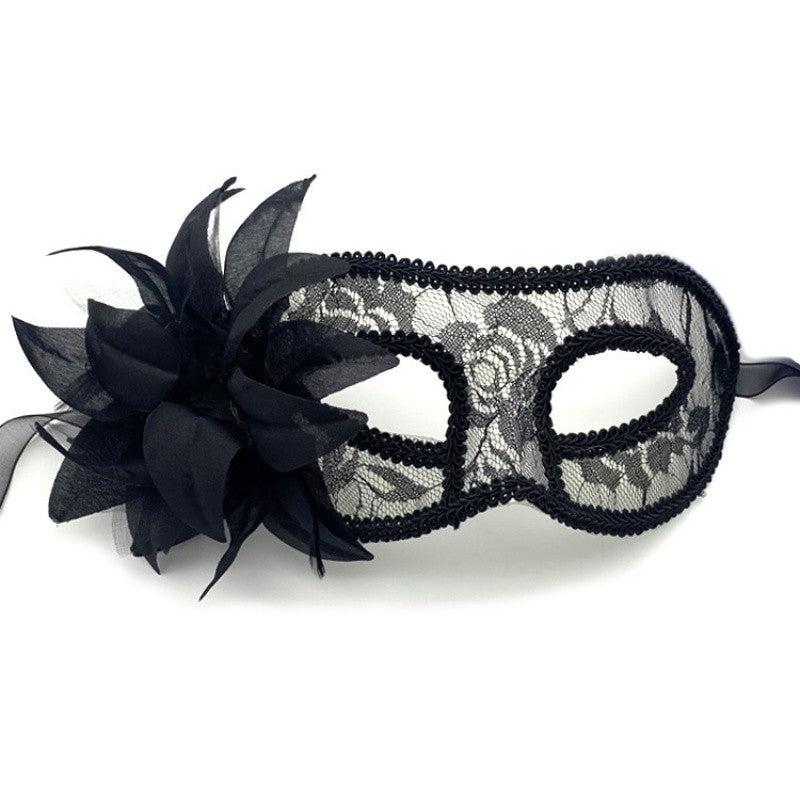 Dance Party Venetian Lace Mask Feather Flower Wedding Carnival Performance Lady Sexy Perspective Face Mask Masquerade Christmas