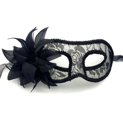 Dance Party Venetian Lace Mask Feather Flower Wedding Carnival Performance Lady Sexy Perspective Face Mask Masquerade Christmas