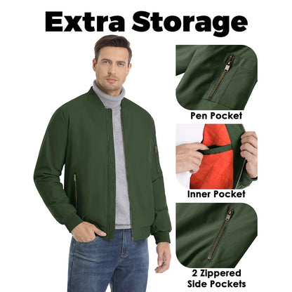 MAGCOMSEN Men's Aviator Jackets Thick Warm Orange Lining Bomber Jackets Fall Winter Casual Windproof Coats