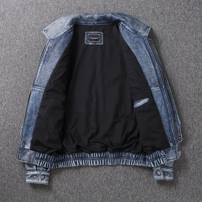 2025 New Luxury Unisex Cowhide Jacket - Short Cut Relaxed Fit Leather Biker Style Coat