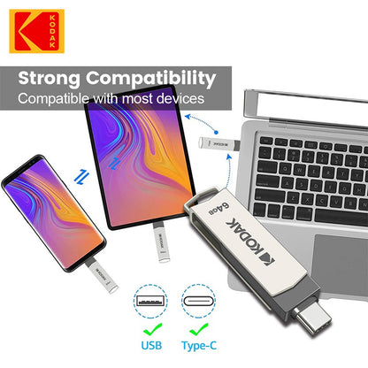 Pen Drive Kodak K273 USB 3.1 OTG 64 GB USB3.1 Gen 1 Tipo C Pen Drive 64G USB-C Cartão de Memória 64gb Alta Velocidade