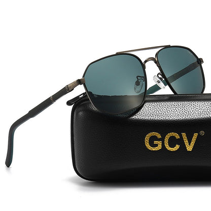 GCV 2025 Óculos de Sol Polarizados Clássicos Masculinos Modelo Piloto Quadrado Armação de Metal Óculos de Sol Masculinos para Dirigir Óculos UV Bloqueador Luxo