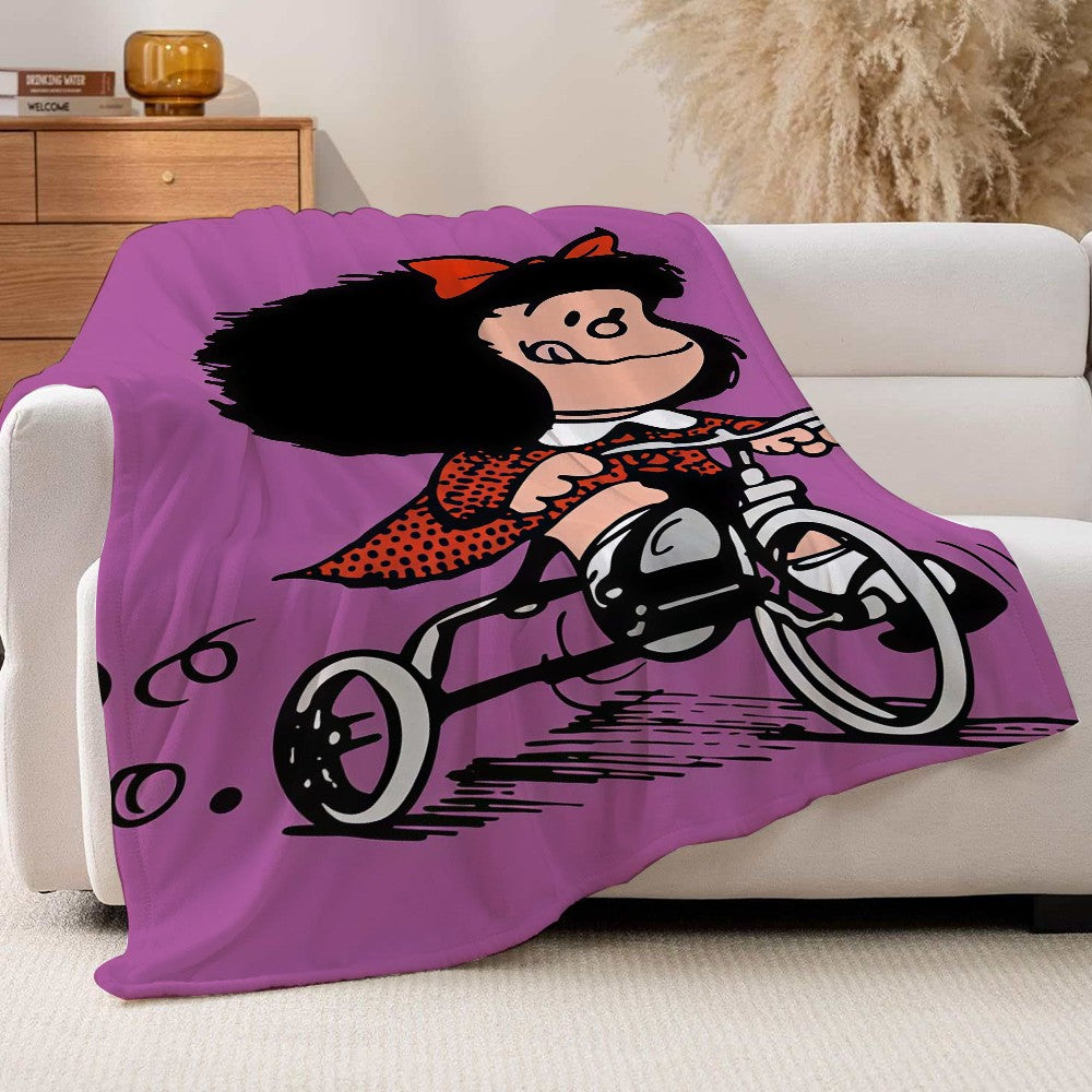 Cartoon cute Mafaldas World Blanket For Sofa Office Bed Plane Travel Sleep Read Relax Camping Soft And Warm