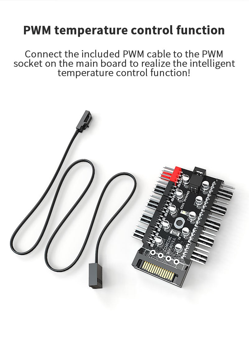 TEUCER 1 to 10 PWM Fan HUB 4PIN 3PIN 12V Splitter Cable Splitter Desktop Computer Cooling Fan Extension Adapter