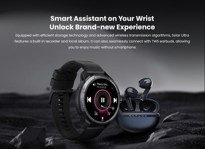 Smartwatch GPS HAYLOU Solar Ultra, Tela AMOLED de 1,6", 5ATM à prova d'água, GPS integrado, Chamadas telefônicas Bluetooth, Relógio inteligente esportivo