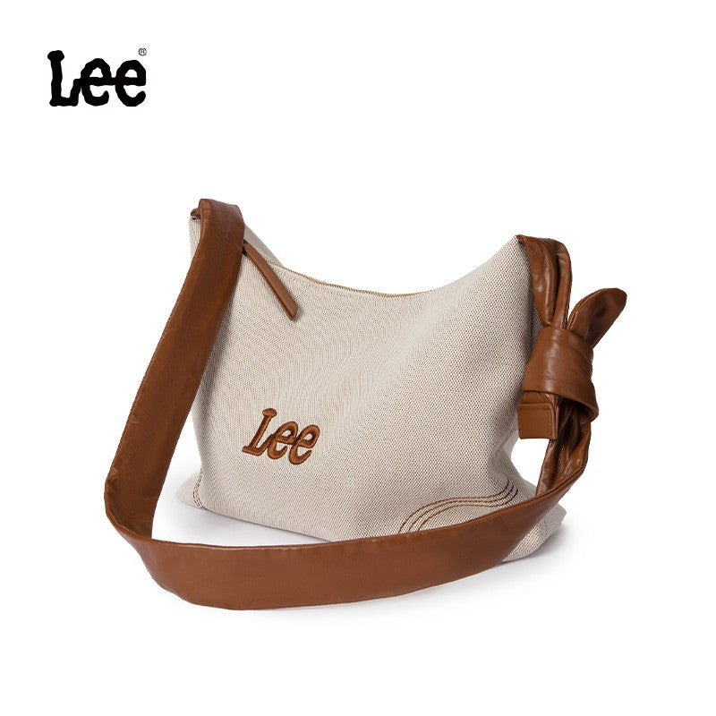 LEE Women Minimalism Hobo Denim Blue One Shoulder Pillow Bag Ladies Jeans Soft Widen Leather Shoulder Straps Crossbody Bags
