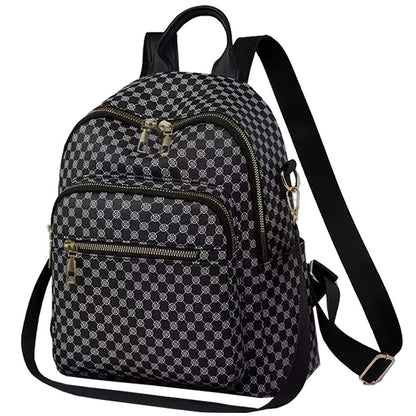 Neutral color backpack for men and women with multi-layered pockets and colorful design for schoolbags
