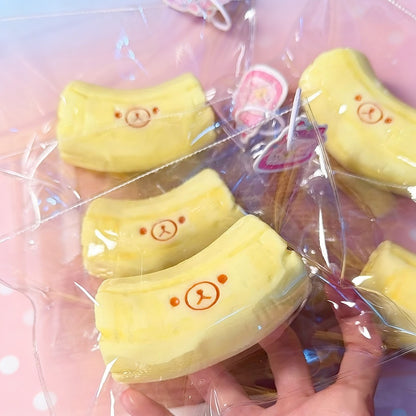 1Pc Handmade Squishy With BUTTER Texture - Banana Bear Shaped To Relieve Stress - Food Grade Silicone