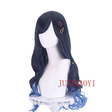 Anime Project SEKAI COLORFUL STAGE! Shiraishi An Cosplay Wig Long 70cm Blue Gradient Curly Wigs Heat Resistant Synthetic Hair