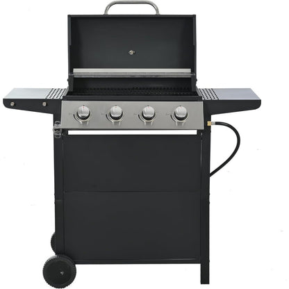 4 Burner BBQ Propane Gas Grill, Free Standing Grill Cart with Wheels, Stainless Steel Heavy Duty Cabinet Style, Outdoor Grill