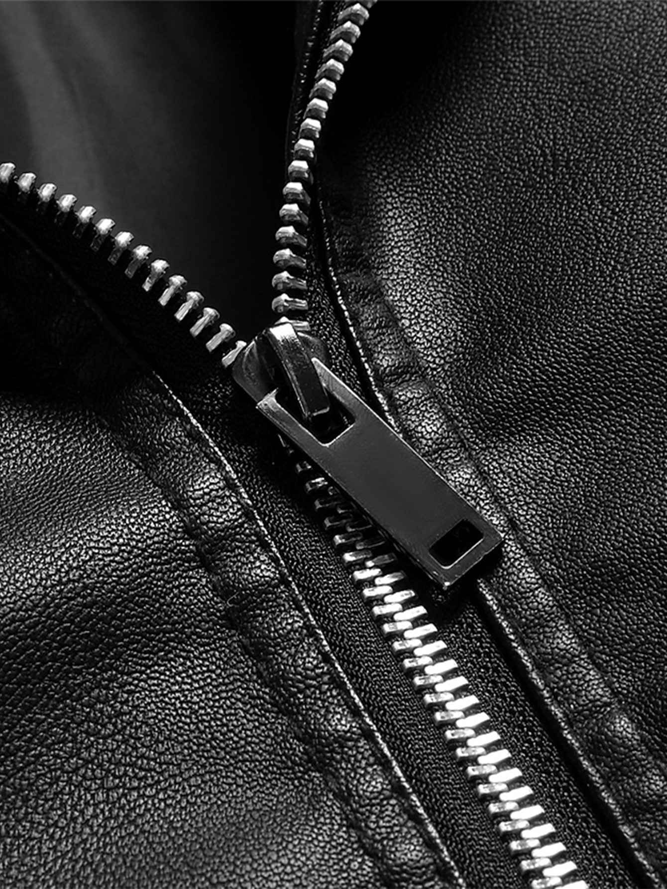 Men'S Vintage Motorcycle Jacket - Full-Zip Closure, Stand Collar, Non-Stretch Synthetic Biker Coat for Spring/Fall Riding, Casua