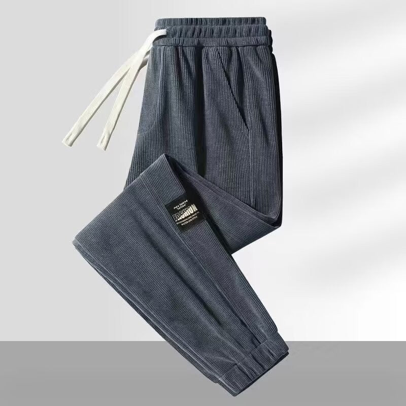 Men's Corduroy Casual Pants Spring Autumn Large Size Elastic Waist Sports Dirt Resistant Wear Resistant Sweatpants Workwear