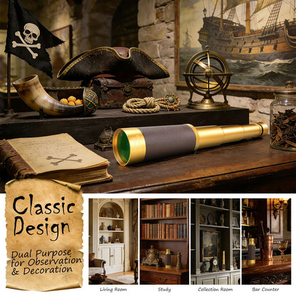 Datyson Metal Retro Pirate Series 12x43 Monocular Telescope 5D0008B Stretchable and Shrinkable