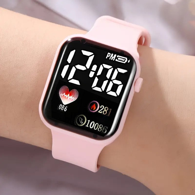 Ladies, Simple LED electronic watch and jewelry set, fashionable wristwatch, without smart functions, decorative pattern design