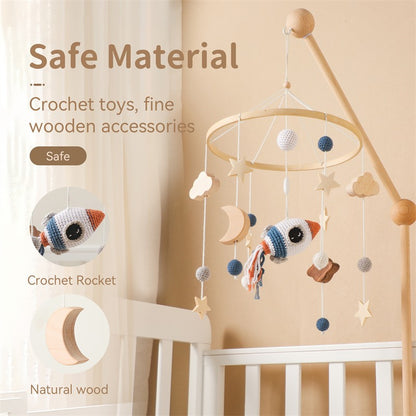 Baby Wooden Bracket Bed Bell 0 6 Months Toy Bracket Accessories Hanging Bracket Soft Mobile On the Bed Baby Room Decoration Crib