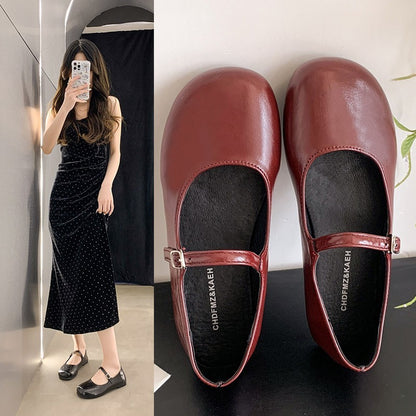 2025 New Elegant Comfortable and Versatile Woman Round Toe Lady Barefoot Flats Elegant Soft Sole Ballerina Party Mary Jane Shoes