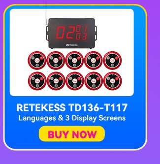 RETEKESS Restaurant Pager Wireless Waiter Calling System TD112 Waterproof Watch Pager Receiver T117 Call Buttons for Cafe Bar