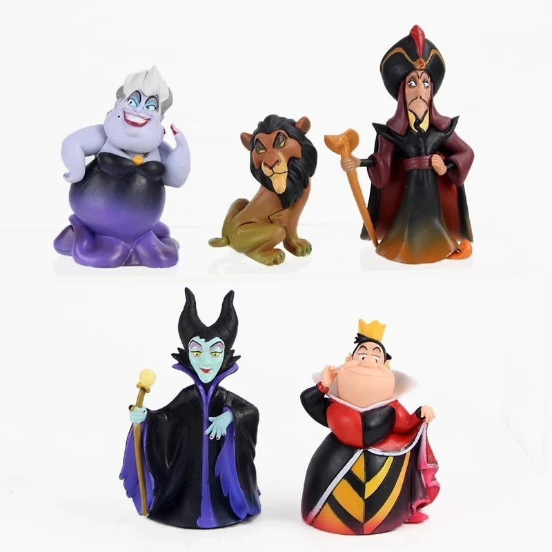 Disney Anime 5 Peças/Conjunto Rainha Vermelha Vilões Malévola Jafar Úrsula Brinquedos de Vinil para Crianças Presente de Natal