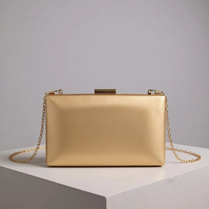 PU Fashion Female Evening Bags Golden Luxury Small Clutch Chain Shoulder Flap Design Handbags Purse