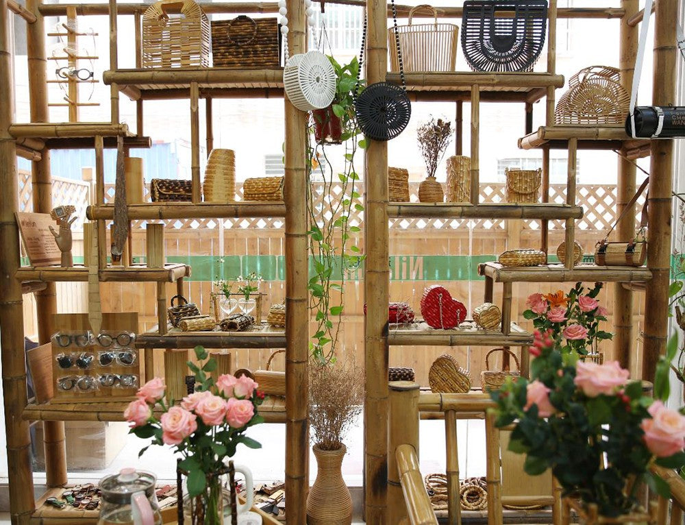 Nilerun Brand Fashion Vintage Retro Hard Wood Rattan Straw Evening Purse Wallet Unique Handmade Natural Bamboo Root Clutch Bag