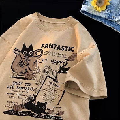 M-8XL 2025 New Summer Korean Style Fun Cartoon Print T-shirt Man Women Unisex Oversized Plus Size Tshirt Trendy Tees