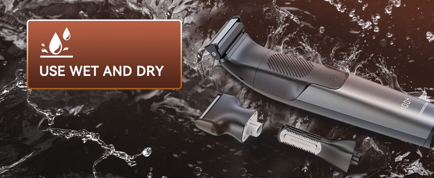 MAXGROOM 3 in 1 Men Bidirectional Body Hair Trimmer Electric Shaver IPX6 Waterproof Double-edged Razor Whole Body Hair Trimmer