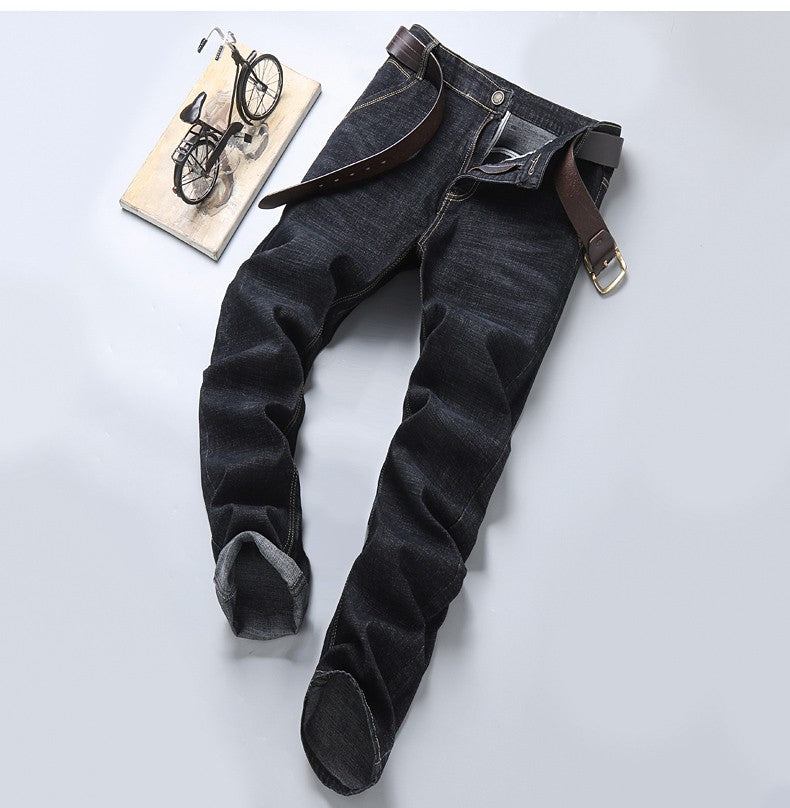 2024 NOVO Calça Jeans Masculina da Moda Business Estilo Clássico Casual Elástica Slim Jeans Masculina Marca Calças Jeans Pretas Azuis
