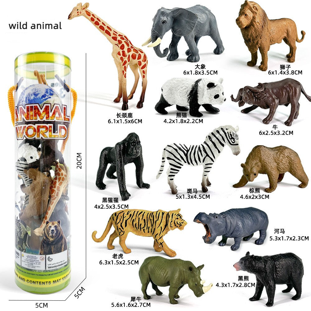 Conjunto de 12 Peças de Brinquedos Animais Selvagens Simulados e Atualizados: Leão, Tigre, Girafa, Zebra, Panda Realistas Para Crianças - Presentes de Natal