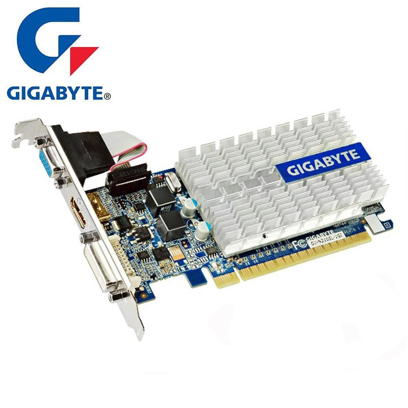 GIGABYTE G 210 1GB n210 Graphics Cards 64Bit GDDR3 Video Card Original n210 G210 1G for nVIDIA Geforce GPU PC games Dvi VGA Used