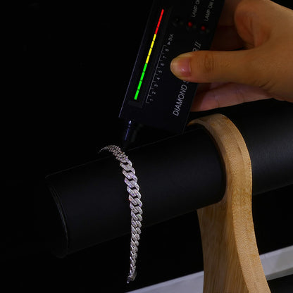 ICEBLING VVS Moissanite Cuban Bracelet 8mm 925 Silver for Men Women Iced VVS Cuban Chain with GRA Certificate