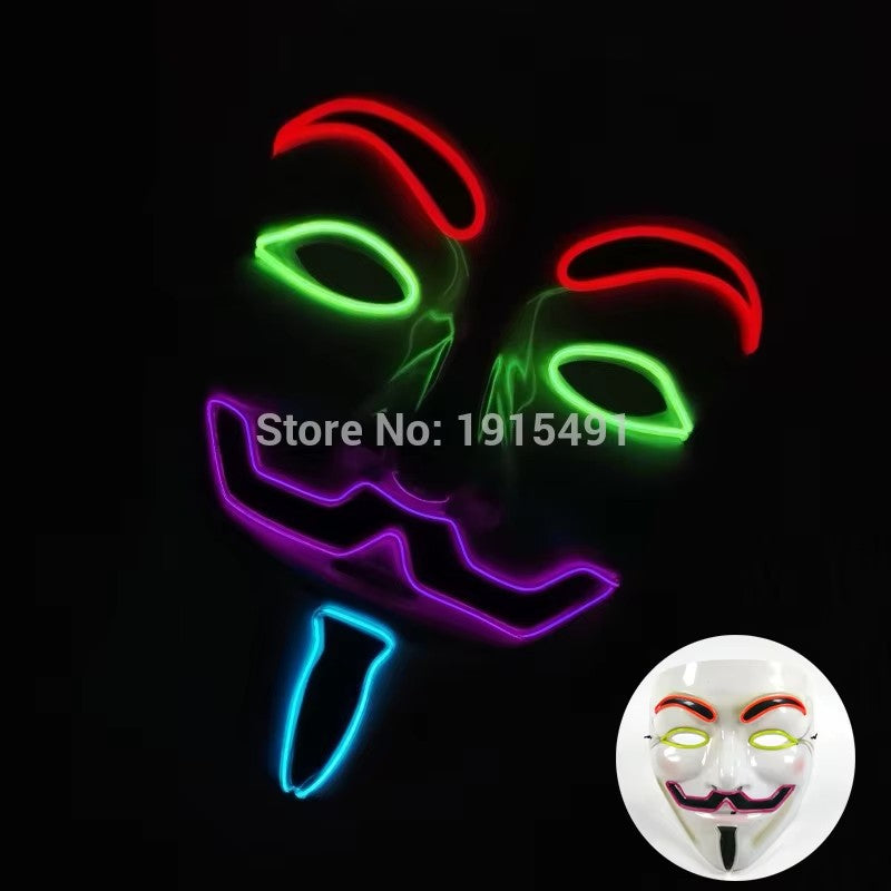 Halloween LED Vendetta Mask Night Club Carnival Party Festival Decoration Cosplay Vendetta Guy Fawkes Mascara Glowing V Mask