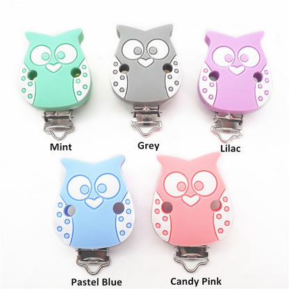 Chenkai 10PCS Round Bear Star Silicone Teether Clip DIY Baby Pacifier Dummy Chain Holder Soother Nursing Jewelry Toy Clips