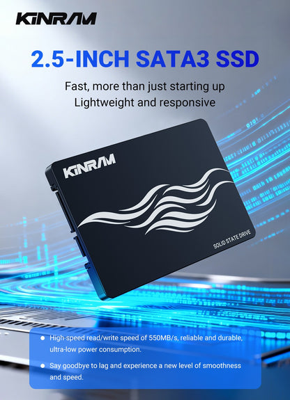 SSD KinRam 2.5 SATA3 128GB 120GB para Notebook, Disco Rígido de Estado Sólido Interno de Alta Velocidade SATA 3 para PC Desktop