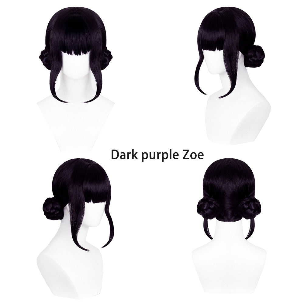 Anime Kpop Caçadores de Demônios? Zoe Cosplay Peruca Sintética Preta Roxo Escuro Halloween Carnaval Festa Diária Peruca 2D de Alta Qualidade