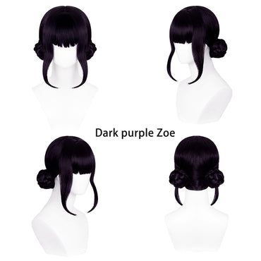 Anime Kpop Demon Hunters? Zoe Cosplay Synthetic Hair Black Dark Purple Halloween Carnival Daily Party High-Quality 2d Wig
